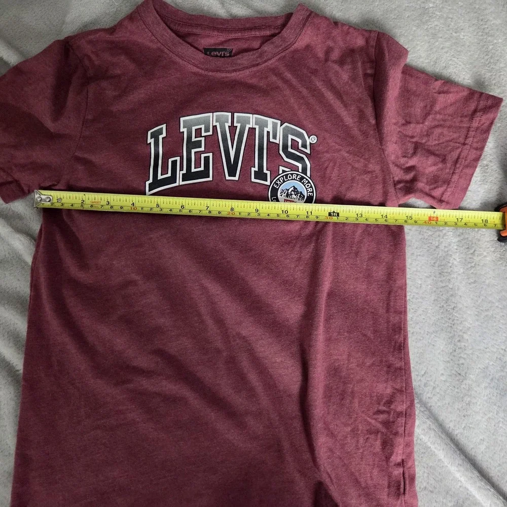 Levis Shirt Kids 10-12 Red Explore More Logo Graphic Short Sleeve Tee Top